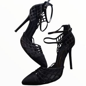 SCHUTZ Caged Suede Close Toe Pumps